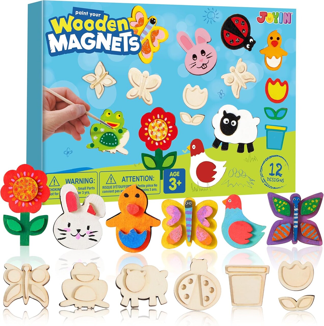 12 Wooden Magnet Creativity Arts & Crafts Painting Kit for Kids(Multicolor)